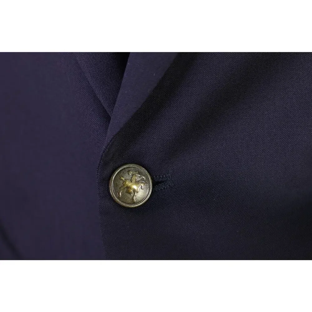 Hart Schaffner Marx Navy Blue Gold Metal Buttons Wool Blazer Jacket 40L